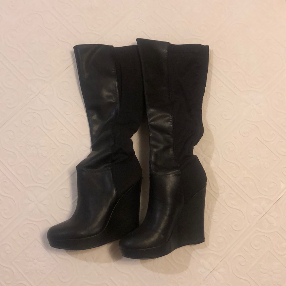 Black Wedge Boots